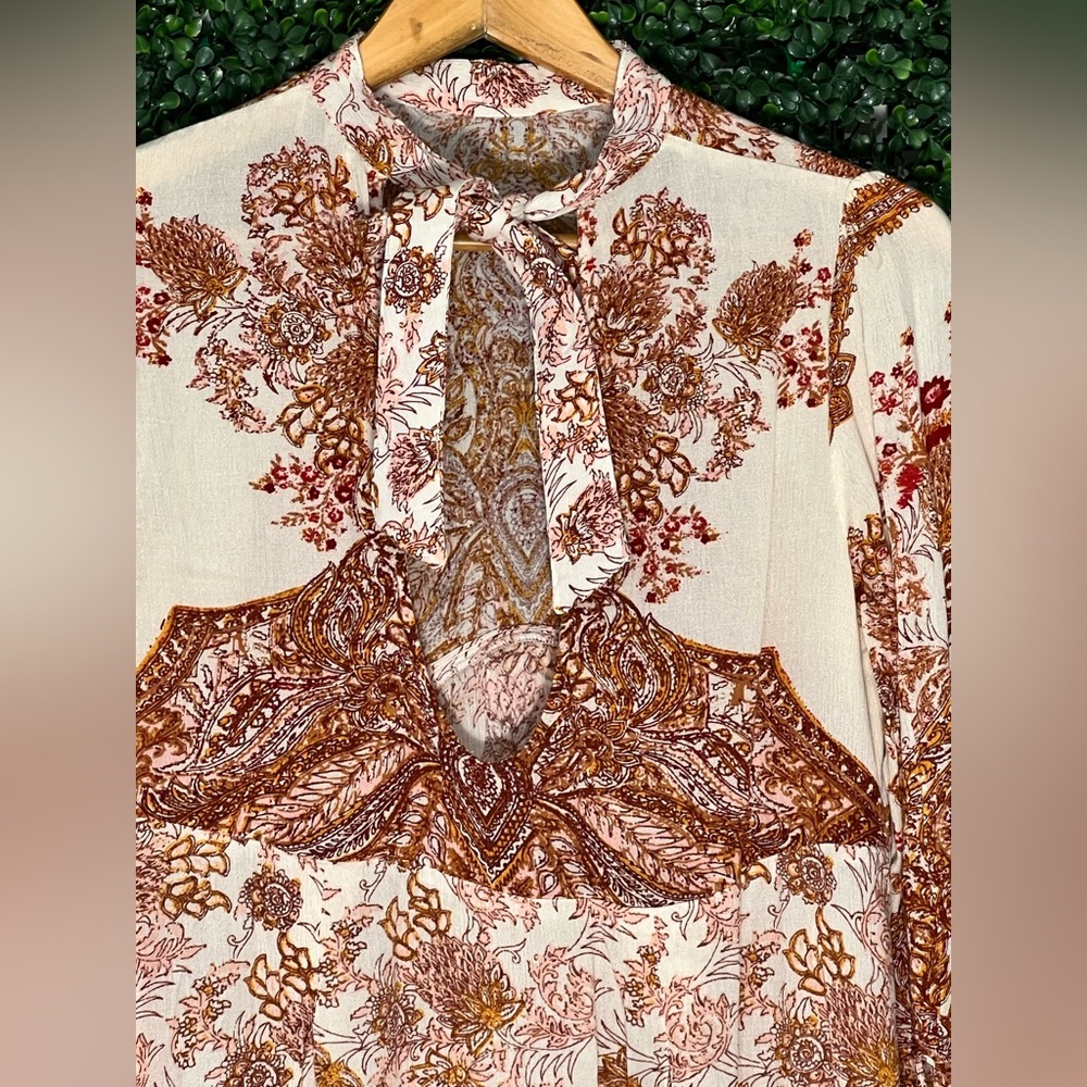 Free People Lady Luck tunic top or mini dress high neck bell sleeve size small - Picture 3 of 11